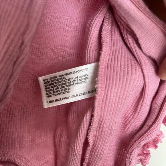 Cloud Island | Pink Textured Footie Ruffle Pajamas Zipper Girls 3-6 Months - Picture 5 of 6